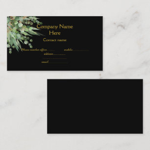 Elegante Eukalyptus Botanische Black Business Card Visitenkarte