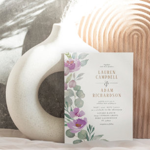 Elegante Eukalyptus floral Grün & Rosa Hochzeit Einladung