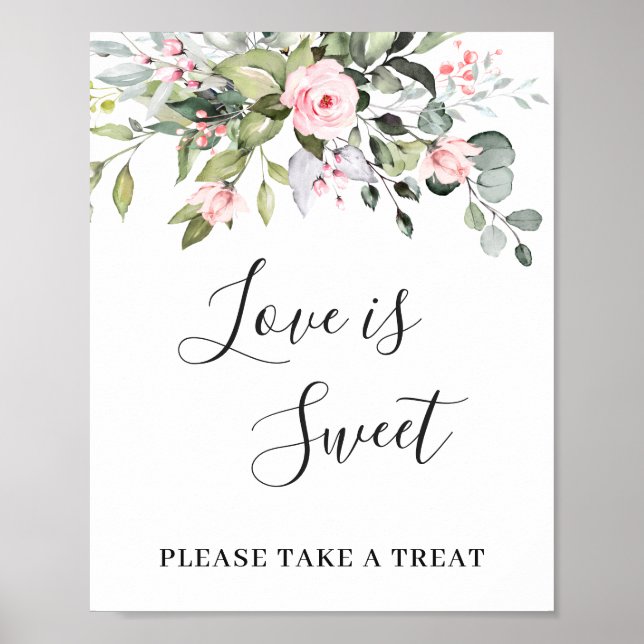 Elegante Eukalyptus Floral Liebe ist Sweet Wedding Poster (Vorne)