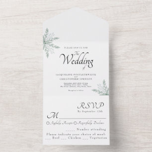 Elegante Eukalyptus Floral Watercolor Wedding All In One Einladung