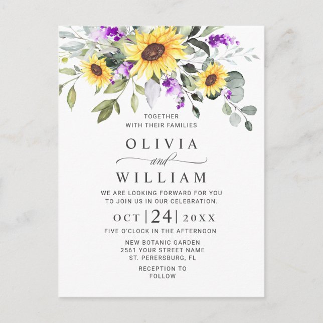 Elegante Eukalyptus Floral Wedding Invitation Card Postkarte (Vorderseite)