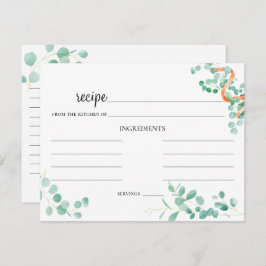 Elegante Eukalyptus Green Peach Wedding Recipe Kar Mitteilungskarte