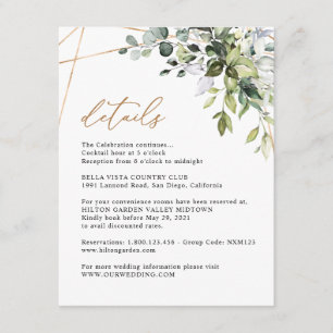 Elegante Eukalyptus-Grün Gold Info-Details Begleitkarte