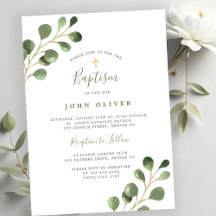 Elegante Eukalyptus-Grün-Goldkreuz-Taufe