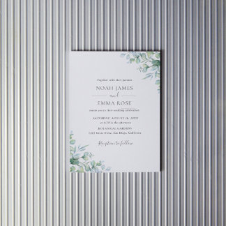 Elegante Eukalyptus-Grün-Hochzeit Einladung
