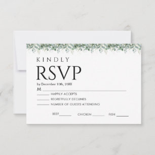 Elegante Eukalyptus-Grün-Hochzeit RSVP Karte