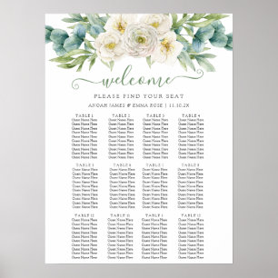 Elegante Eukalyptus-Grün-Hochzeits-Sitzplan Poster