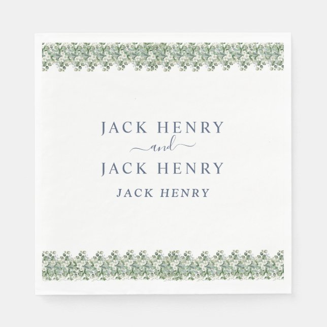 Elegante Eukalyptus-Grün-Hochzeitsservietten Serviette (Vorderseite)