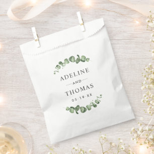Elegante Eukalyptus-Grün-Monogramm-Hochzeit Geschenktütchen