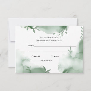 Elegante Eukalyptus-Grün-Wasserfarben-Hochzeit RSVP Karte