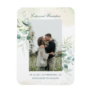 Elegante Eukalyptus-Grünalgen-Foto Save-the-Date-K Magnet