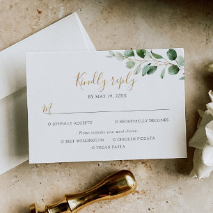 Elegante Eukalyptus-Grünpflanzen-Menüoptionen RSVP Karte