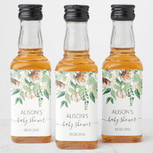 Elegante Eukalyptus-Grünzeug-Baby-Party Mini Alkoholflaschenetikett