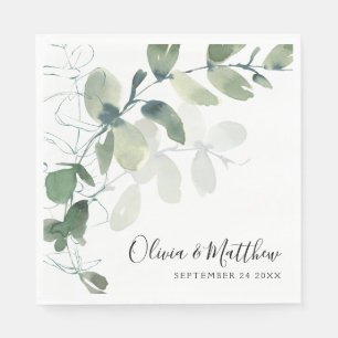 Elegante Eukalyptus-Handschrift-Hochzeit Serviette