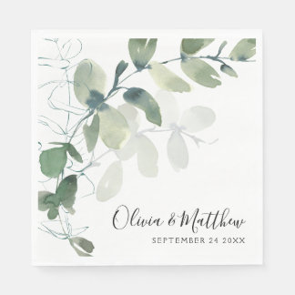 Elegante Eukalyptus-Handschrift-Hochzeit Serviette