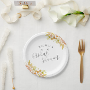 Elegante Eukalyptus-Herbst-Blumen-Brautparty Pappteller