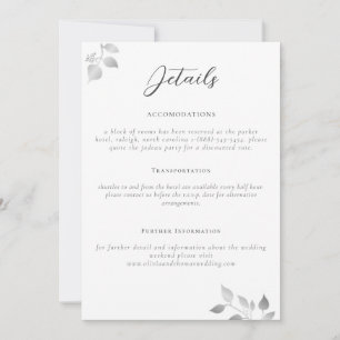 Elegante Eukalyptus-Hochzeitsdetails-Einlegekarte Einladung