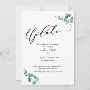 Elegante Eukalyptus - Hochzeitsupdate-Karte aufges Einladung
