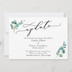 Elegante Eukalyptus - Hochzeitsupdate-Karte aufges Einladung