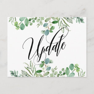 Elegante Eukalyptus-Hochzeitsverschiebungs-Update- Postkarte