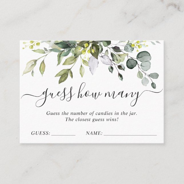 Elegante Eukalyptus rät wie viele Game Card Visitenkarte (Vorderseite)