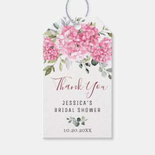 Elegante Eukalyptus-Rosa Hortensien Dankeschön Geschenkanhänger