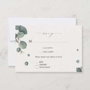 Elegante Eukalyptus RSVP Karte mit Optionen für di