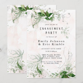 Elegante Eukalyptus Rustikal Pink Engagement Party Einladung