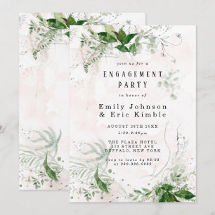 Elegante Eukalyptus Rustikal Pink Engagement Party Einladung
