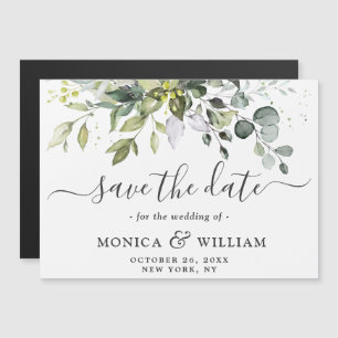 Elegante Eukalyptus Save the Date Magnetkarte