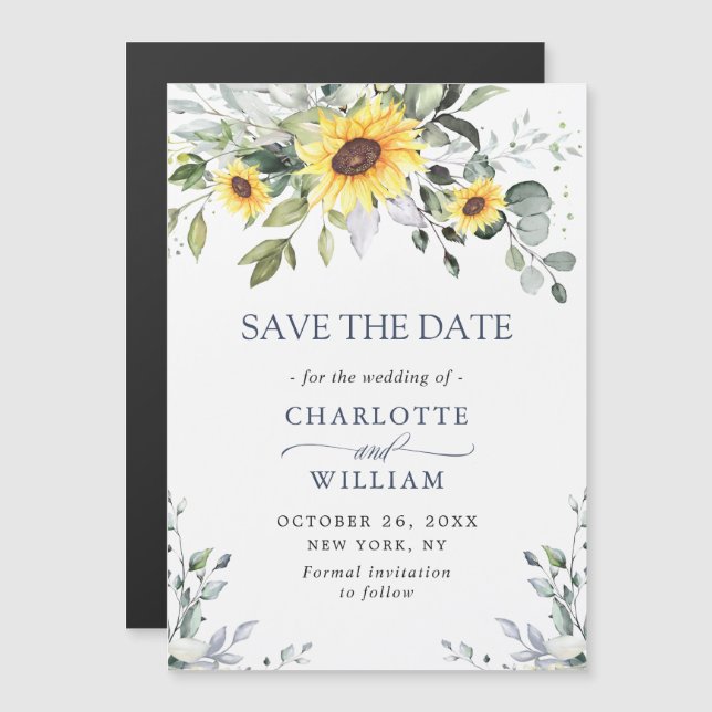 Elegante Eukalyptus Save the Date Magnetkarte (Vorne/Hinten)