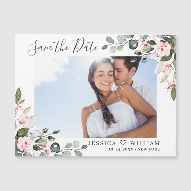 Elegante Eukalyptus Save the Date Magnetkarte (Vorderseite)