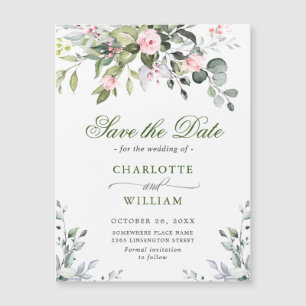 Elegante Eukalyptus Save the Date Magnetkarte