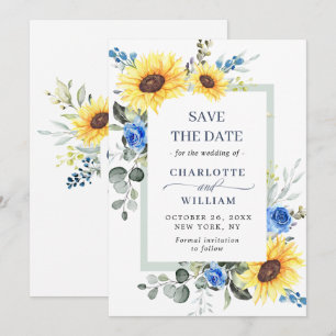Elegante Eukalyptus-Sonnenblumen-Hochzeit Save The Date