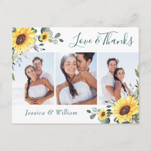 Elegante Eukalyptus-Sonnenblumen PHOTO Danke Postkarte