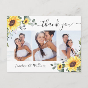 Elegante Eukalyptus-Sonnenblumen PHOTO Danke Postkarte
