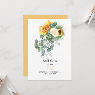 Elegante Eukalyptus-Sonnenblumen-Tuscan-Brautdusch Einladung