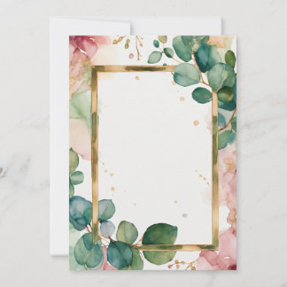 Elegante Eukalyptus- und Gold-Geometrie-Hochzeitse Einladung