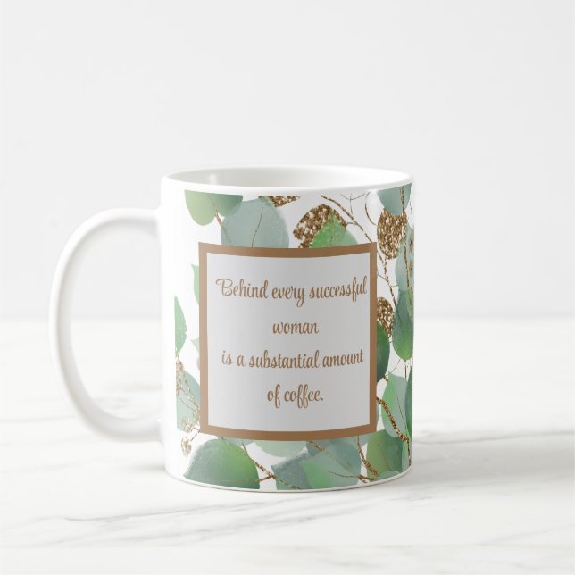 Elegante Eukalyptus- und Goldkaffee-Tasse Kaffeetasse (Links)