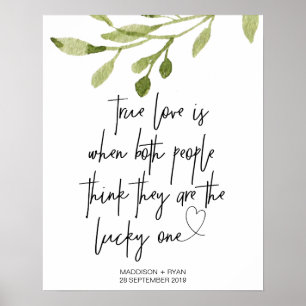 Elegante Eukalyptus Wedding True Love Willkommen Poster