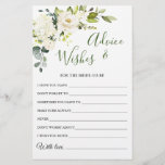 Elegante Eukalyptus White Rose Wünsche & Advice Ca<br><div class="desc">Eukalyptus Watercolor wünscht & berät Karte. Personalisieren Sie mit der Braut zu sein Name und Datum der Dusche. Für weitere Anpassungen klicken Sie bitte auf den Link "Weiter anpassen". Wenn Sie Hilfe benötigen,  kontaktieren Sie mich bitte.</div>