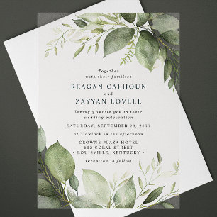 Elegante Eukalyptusblätter Moderne Hochzeit Acryleinladungen