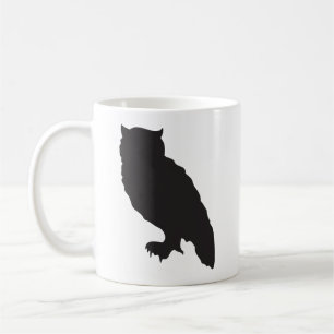 Elegante Eulenschwarz-Silhouette-vektorgraphik Tasse