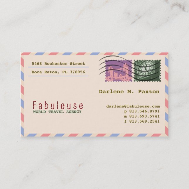 Elegante European Travel Business Card Visitenkarte (Vorderseite)