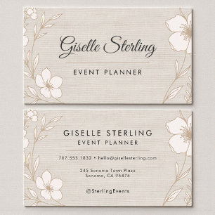 Elegante Eventplaner-Botanik-Blumen-Leinen Visitenkarte