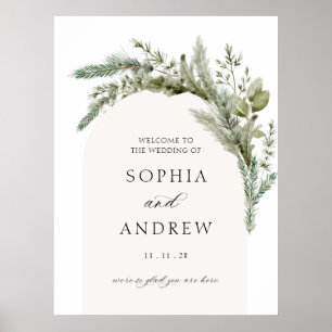 Elegante Evergreen Arch Wedding Willkommen Poster