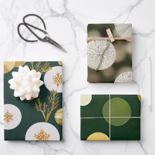 Elegante Evergreen Collection Elfenbein und Gold Geschenkpapier Set