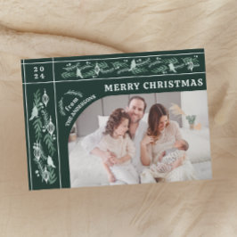 Elegante Evergreen Garland Modernes Foto Weihnacht Feiertagskarte