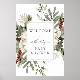 Elegante Evergreens und Winter Florals Baby Willko Poster