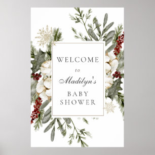 Elegante Evergreens und Winter Florals Baby Willko Poster